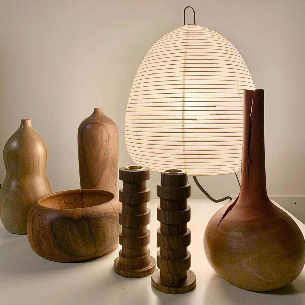 Akari Table Lamp – Japan-Inspired Design with Mulberry Paper and Metal