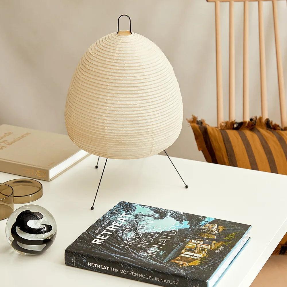 Akari Table Lamp – Japan-Inspired Design with Mulberry Paper and Metal