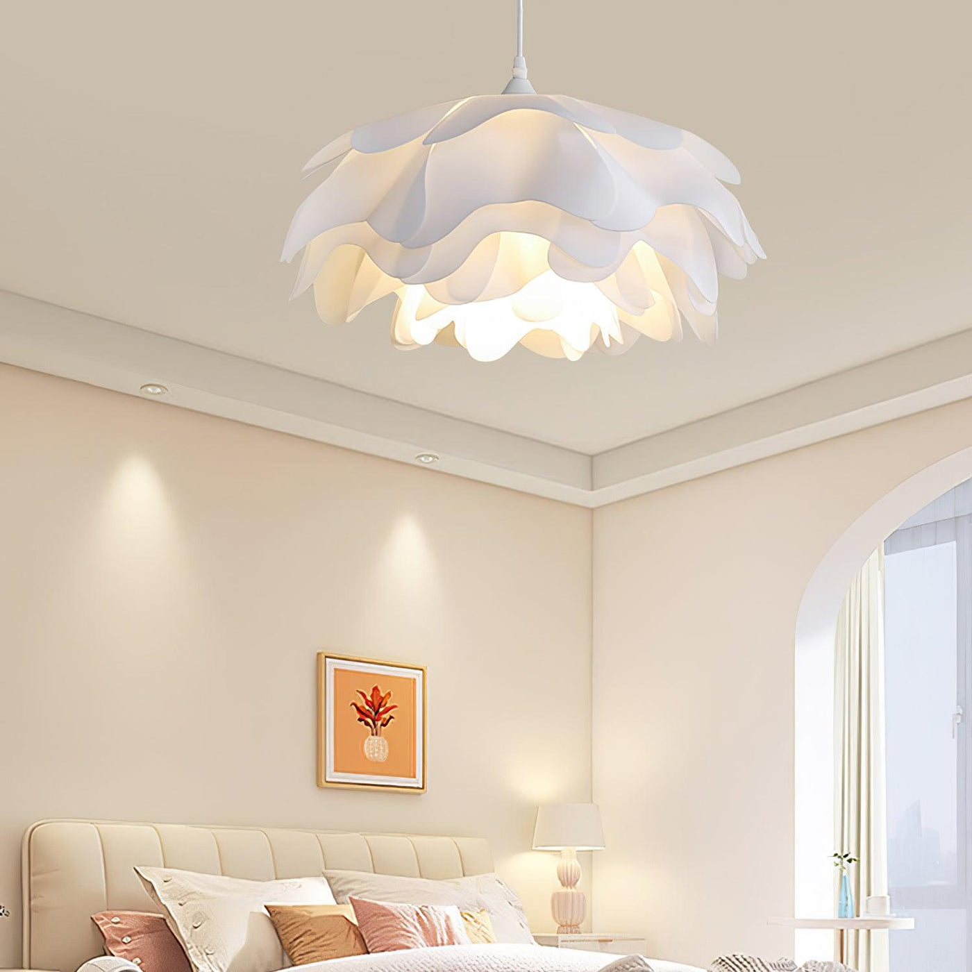 White Flower-Shaped Pendant Lamp – LED
