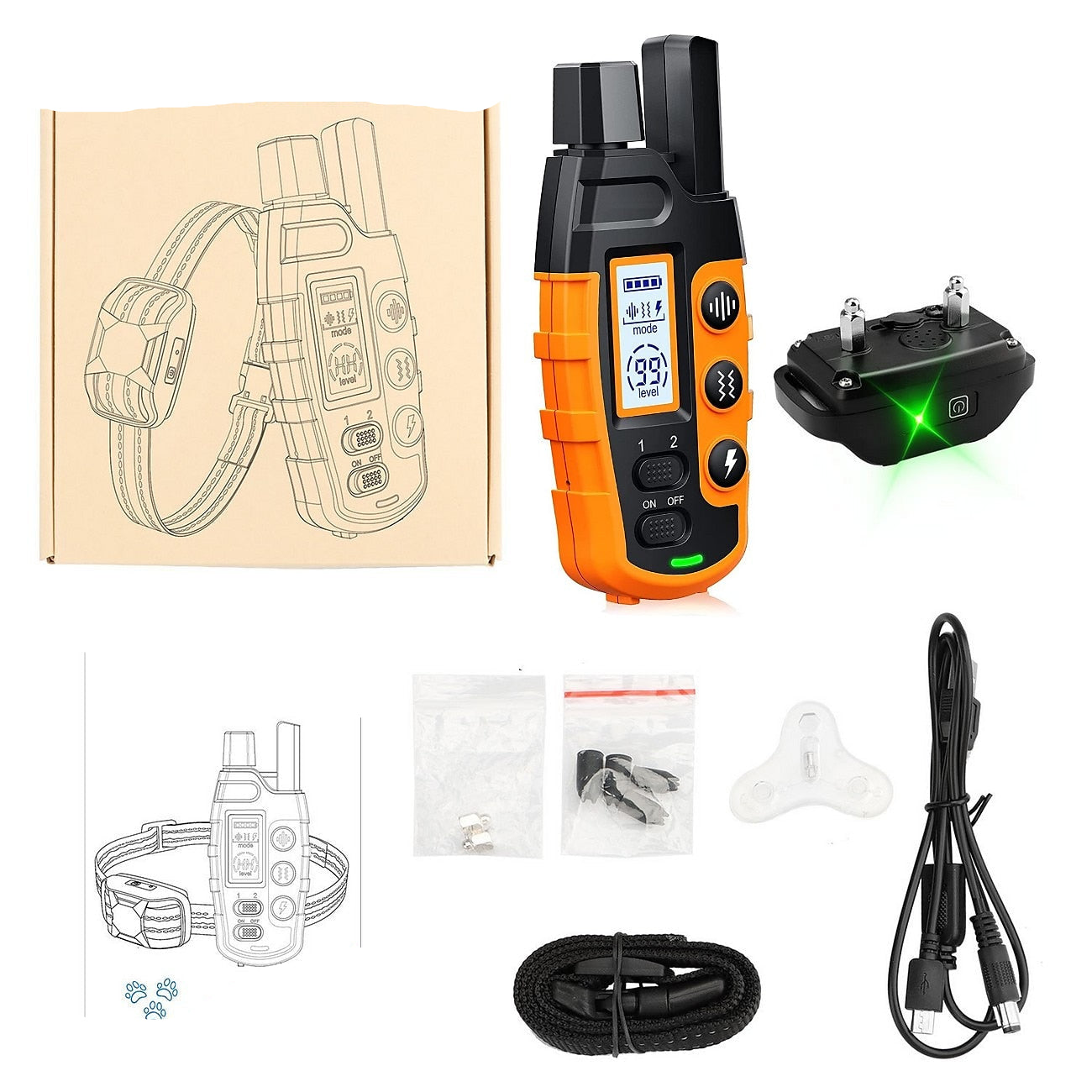 PawElite Collier de Dressage pour Chien – 1000m, Étanche et Rechargeable