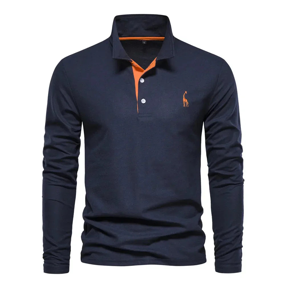 Bastian Polo for Men Long Sleeves – Comfortable Cotton and Chic Embroidered Details